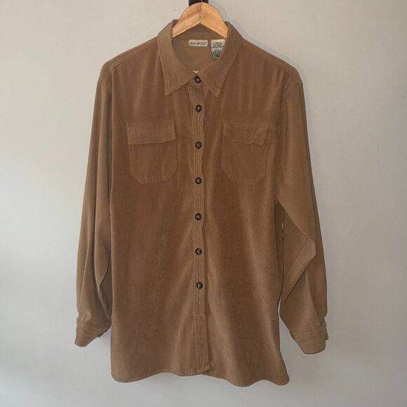 White Stag Tops - White Stag Vintage Tan Khaki Light Brown Collared Long Sleeve Button Down Casual